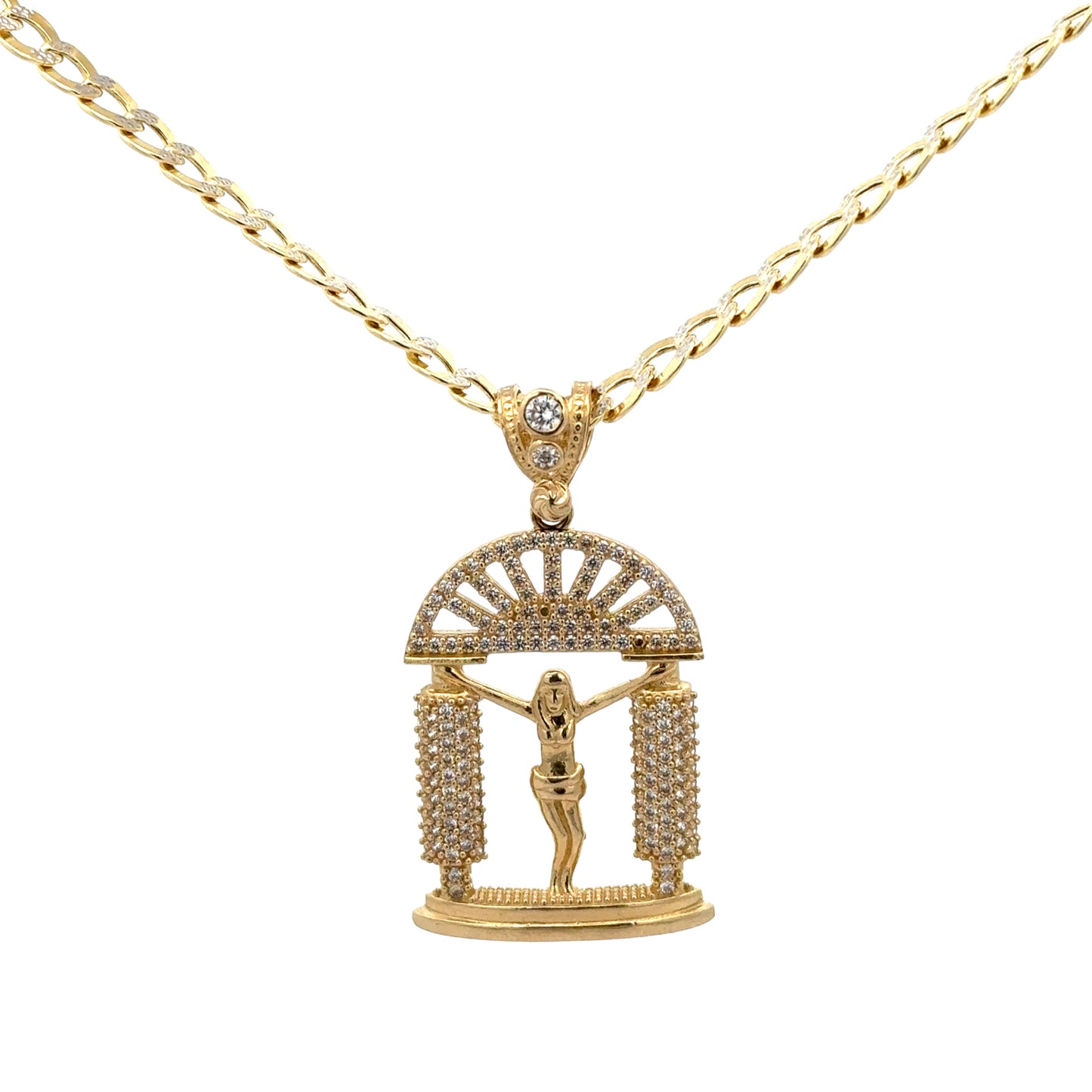New 14K CZ Jesucristo Pendant & Two Tone Cuban Chain. H.J™️