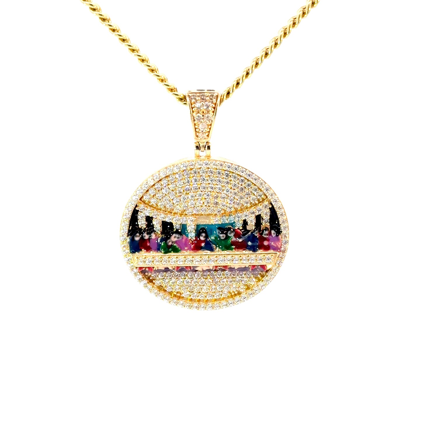 New 14K CZ Last Supper Pendant & Miami Cuban Chain H.J™️