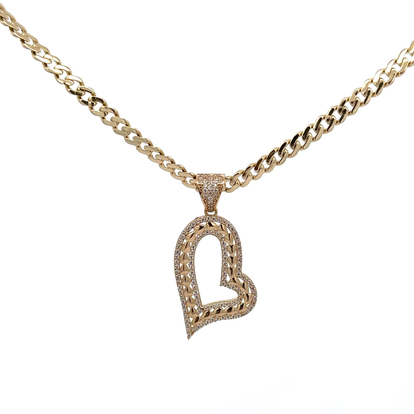 New 14K CZ Heart Pendant & Choker (16”). H.J™️