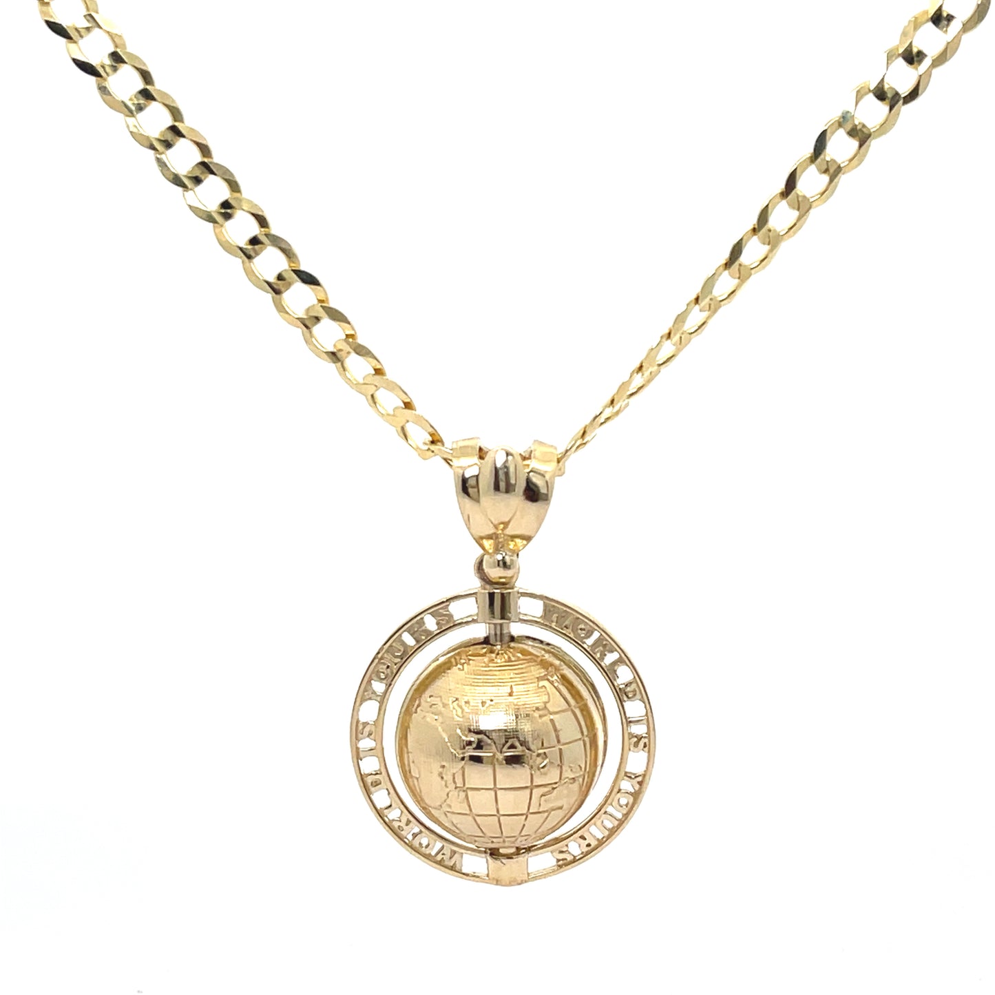 New 14K CZ The World is Yours Pendant & Solid Cuban Chain (4.7MM). H.J™️