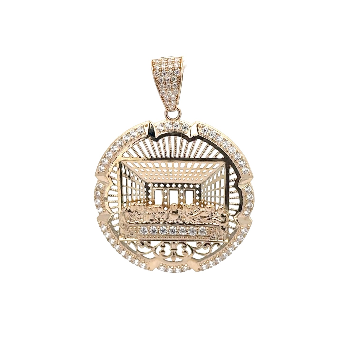 New 14K CZ Last Supper Pendant (2.1” In). H.J™️