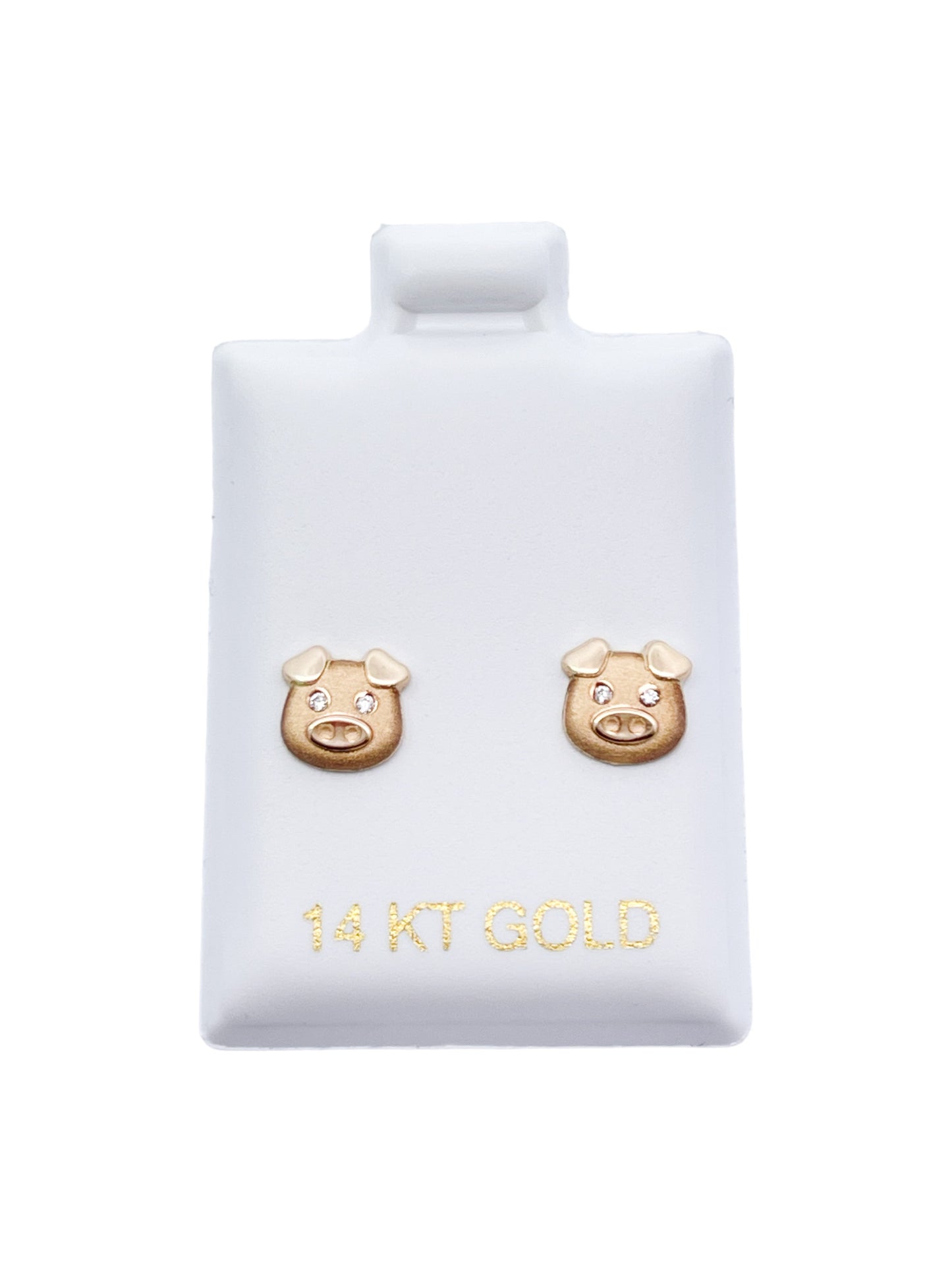 New 14K CZ Pig Earrings H.J™️